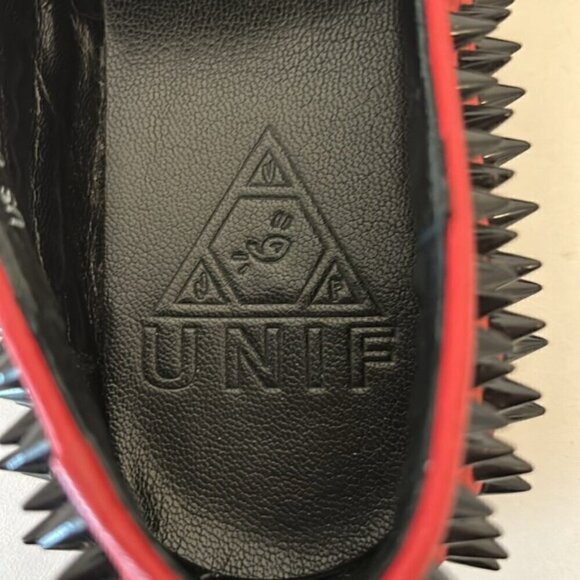 UNIF hellraiser leather spiked loafers/flats red/black size US6 - Picture 9 of 12